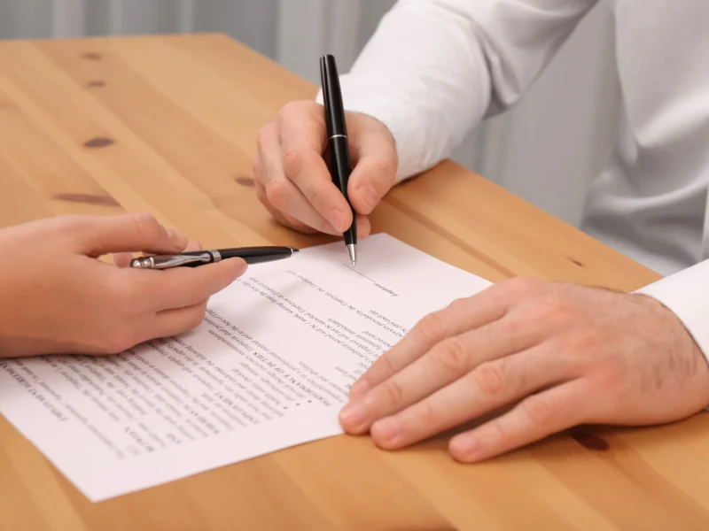 Professionista che firma un contratto di lavoro presso lo Studio Legale Mancaniello & Partners a Parma